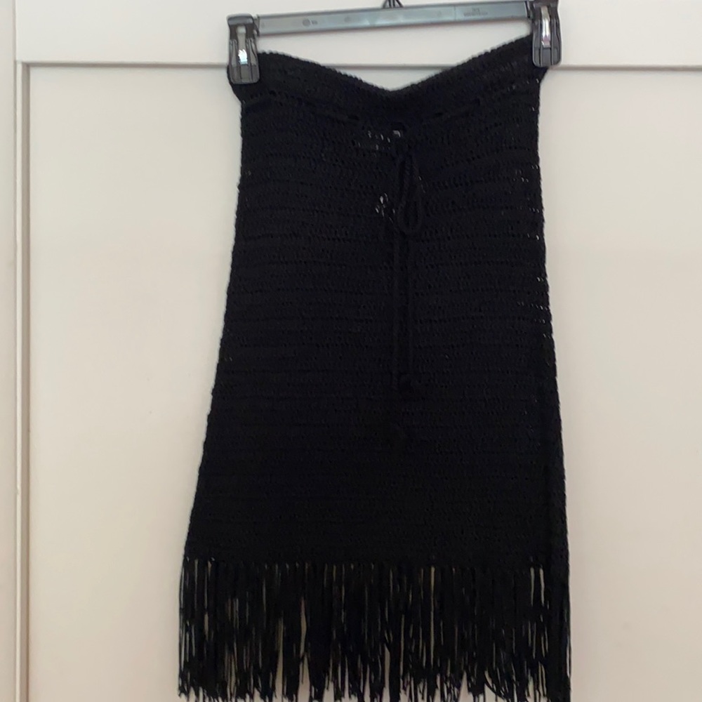 Crocheted black mini skirt